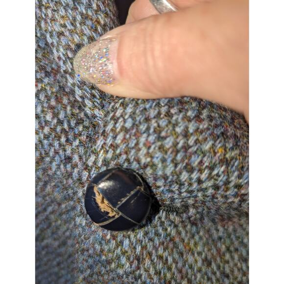 Vintage Harris Tweed Brook Taverner Blue Grey Wool Sport Coat Blazer 44R - Picture 8 of 11